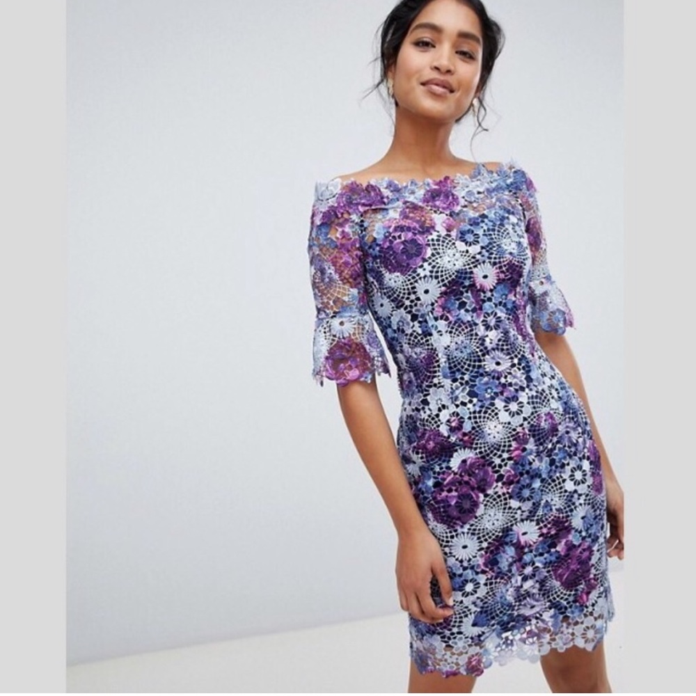 ASOS Size 4 Paper Dolls Off Shoulder Lace Dress.